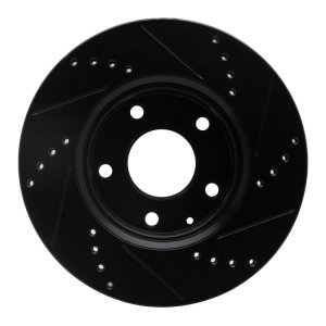 Mazda 3 Brake Rotor (1) - Front Left - R1 Concepts - Drilled & Slotted - Black - `14-`24